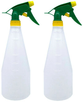 Pro Garden Plantenspuit - 2x - water versproeiers - kunststof - geel/groen - inhoud 1 liter