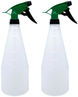 Pro Garden Plantenspuit - 2x - water versproeiers - kunststof - groen/zwart - inhoud 1 liter