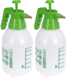 Pro Garden Plantenspuit - Set van 2x stuks - 2 liter - drukspuit met handpomp