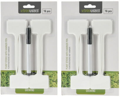 Pro Garden Plantenstekers plastic stokjes - set 32x - 15 cm - planten/kruiden labelen