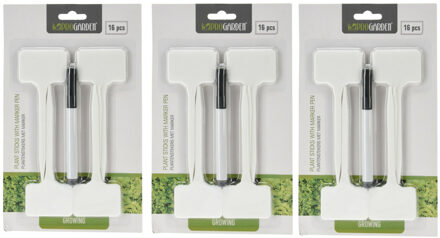 Pro Garden Plantenstekers plastic stokjes - set 48x - 15 cm - planten/kruiden labelen