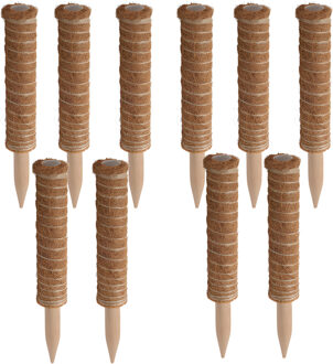Pro Garden plantenstok kokos - 10x - eucalyptushout - D4,5 x H30 cm - plantensteun