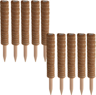 Pro Garden plantenstok kokos - 10x - eucalyptushout - D4,5 x H40 cm - plantensteun