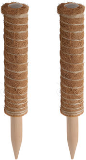 Pro Garden plantenstok kokos - 2x - eucalyptushout - D4,5 x H30 cm - plantensteun