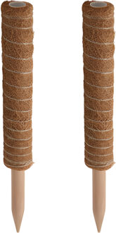 Pro Garden plantenstok kokos - 2x - eucalyptushout - D4,5 x H40 cm - plantensteun