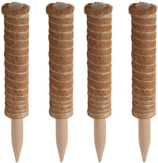 Pro Garden plantenstok kokos - 4x - eucalyptushout - D4,5 x H30 cm - plantensteun