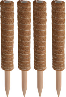 Pro Garden plantenstok kokos - 4x - eucalyptushout - D4,5 x H40 cm - plantensteun