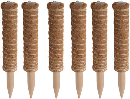 Pro Garden plantenstok kokos - 6x - eucalyptushout - D4,5 x H30 cm - plantensteun