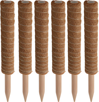 Pro Garden plantenstok kokos - 6x - eucalyptushout - D4,5 x H40 cm - plantensteun