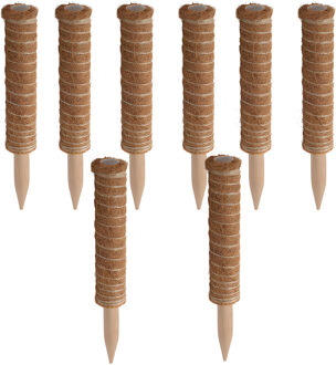 Pro Garden plantenstok kokos - 8x - eucalyptushout - D4,5 x H30 cm - plantensteun