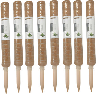 Pro Garden plantenstok kokos - 8x - eucalyptushout - D4,5 x H50 cm - plantensteun