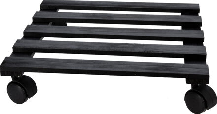 Pro Garden Plantentrolley - hout - zwart - vierkant - 35 x 35 cm - 50 kilo