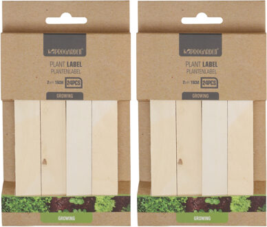 Pro Garden Plantetiketten / platenlabels - 2x - 24x - hout - 15 x 2 cm - steeketiketten