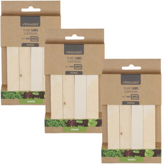 Pro Garden Plantetiketten / platenlabels - 72x - hout - 15 x 2 cm - steeketiketten