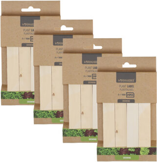 Pro Garden Plantetiketten / platenlabels - 96x - hout - 15 x 2 cm - steeketiketten