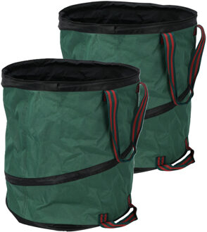 Pro Garden pop- 2x -up tuinafvalzak - opvouwbaar - rond - groen - 165 liter - bladeren opruimen