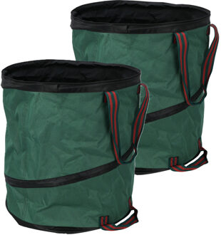 Pro Garden pop- 2x -up tuinafvalzak - opvouwbaar - rond - groen - 85 liter - bladeren opruimen