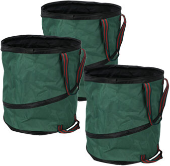 Pro Garden pop- 3x -up tuinafvalzak - opvouwbaar - rond - groen - 85 liter - bladeren opruimen