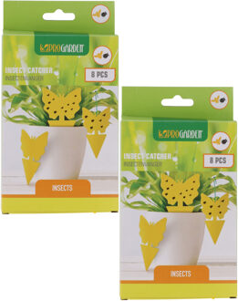 Pro Garden Rouwvliegen plakstrips - 16x stuks - geel - kleefstrips - rouwvliegjes bestrijden