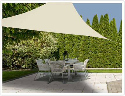 Pro Garden Schaduwdoek/zonnescherm - polyester - gebroken wit - 3 x 3 x 3 meter