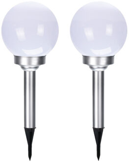 Pro Garden Set van 10x stuks solar tuinlampen/prikspots bol op zonne-energie 15 cm - Prikspots tuinverlichting