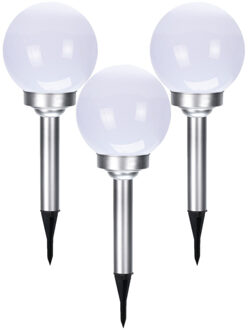 Pro Garden Set van 6x stuks solar tuinlampen/prikspots bol op zonne-energie 15 cm - Prikspots tuinverlichting