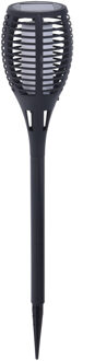 Pro Garden Solar fakkels/toortsen - zwart met vlam effect - op zonne-energie - 62 cm