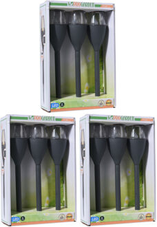 Pro Garden Solar LED lantaarns - 3x st - zwart - 31 cm - zonne-energie - tuinverlichting
