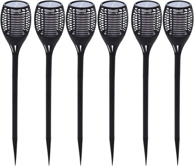 Pro Garden Solar tuinlamp/fakkel 3 in 1 met vlameffect op zonne- 6x -energie 78 cm