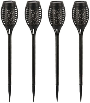 Pro Garden Solar tuinlamp / fakkel / prikspot - 4x - vlameffect - zonne-energie - 51 cm