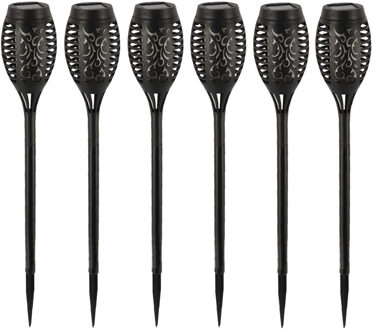 Pro Garden Solar tuinlamp / fakkel / prikspot - 6x - vlameffect - zonne-energie - 51 cm