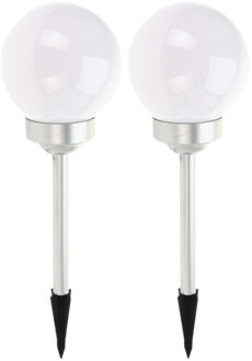 Pro Garden Solar tuinlamp/prikspot bol - 4x - op zonne-energie - dia 15 cm - Prikspots