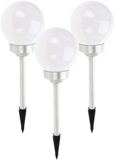 Pro Garden Solar tuinlamp/prikspot bol - 6x - op zonne-energie - dia 15 cm - Prikspots