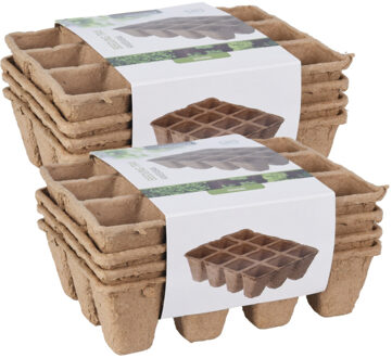 Pro Garden Stekpotje / kweekpot - 8x stuks - 16 x 12 x 5 cm - turfpotjes - moestuinpotjes