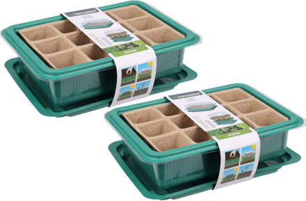 Pro Garden Stekpotje / kweekpot in kweekbak - 2x - 4x stuks - 20 x 15 x 6,5 cm - turfpotjes
