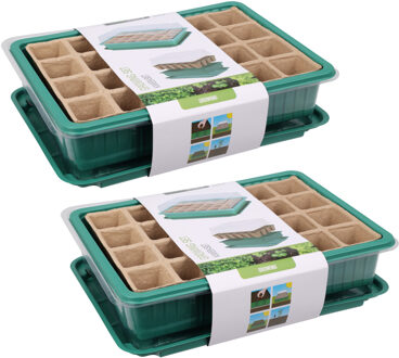 Pro Garden Stekpotje / kweekpot in kweekbak - 2x - 5 stuks - 27 x 20 x 11 cm - turfpotjes