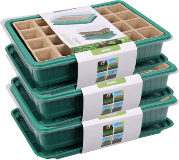Pro Garden Stekpotje / kweekpot in kweekbak - 3x - 5 stuks - 27 x 20 x 11 cm - turfpotjes
