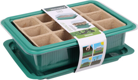 Pro Garden Stekpotje / kweekpot in kweekbak - 4x stuks - 20 x 15 x 6,5 cm - turfpotjes