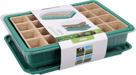Pro Garden Stekpotje / kweekpot in kweekbak - 5x stuks - 27 x 20 x 11 cm - turfpotjes