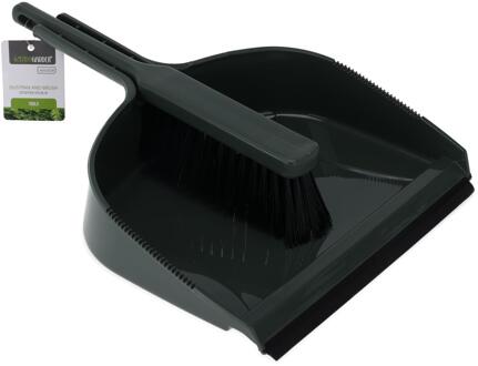 Pro Garden Stoffer en blik kunststof groen