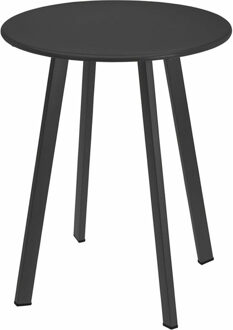 Pro Garden Tuin bijzettafeltje - antraciet - metaal - Dia 40 cm - rond - koffietafel