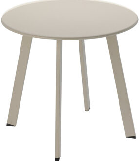 Pro Garden Tuin bijzettafeltje - beige - metaal - Dia 50 cm - rond - koffietafel