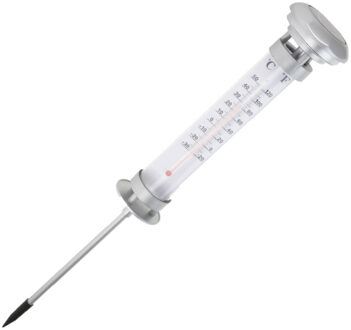 Pro Garden Tuin/buiten thermometer - met solar verlichting - 58 cm