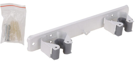 Pro Garden Tuin gereedschap houders/klemmen - rail met 2x stuks klemmen - voor stelen - opbergsysteem