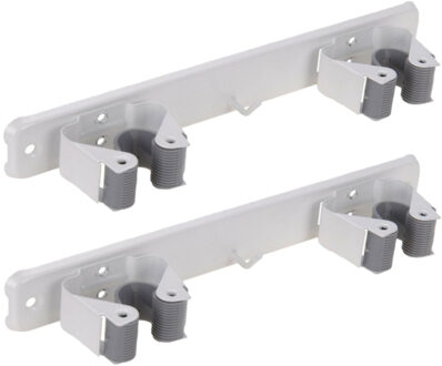 Pro Garden Tuin gereedschap houders/klemmen - rail met 4x stuks klemmen - voor stelen - opbergsysteem