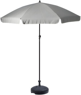 Pro Garden tuin Parasol Kreta - kantelbaar - D200 cm - grijs - waterafstotend - incl parasolvoet