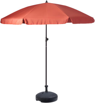 Pro Garden tuin Parasol Kreta - kantelbaar - D200 cm - rood - waterafstotend - incl parasolvoet