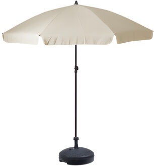 Pro Garden tuin Parasol Kreta - kantelbaar - D200 cm - wit - waterafstotend - incl parasolvoet