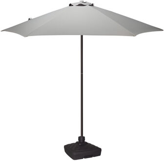 Pro Garden Tuin parasol Menorca - D230 cm - grijs - kantelbaar - incl parasolvoet