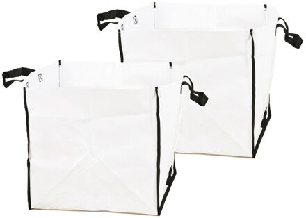 Pro Garden Tuinafvalzak - 2x - 42 x 42 cm - wit - 74 liter - bladeren opruimen